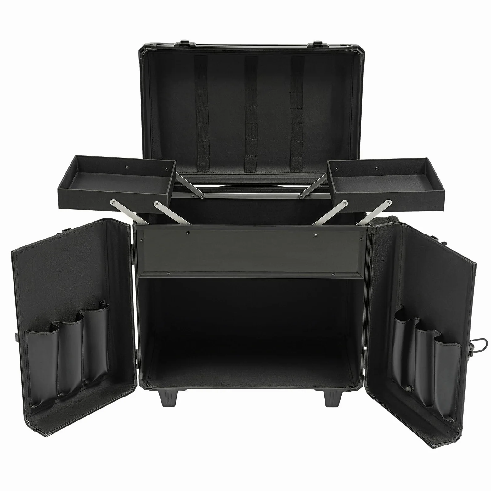 Fußpflegekoffer – Mobile Fußpflege Kosmetikkoffer Trolley – Professioneller Podologie-Koffer mit Schlüssel, 50kg Traglast, 3 Fächern + Rädern für Salon, Haushalt & Reise – Schwarz